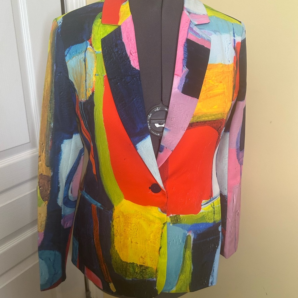 Colorblock Abstract Print Blazer - Multicolor - Picture 10 of 10